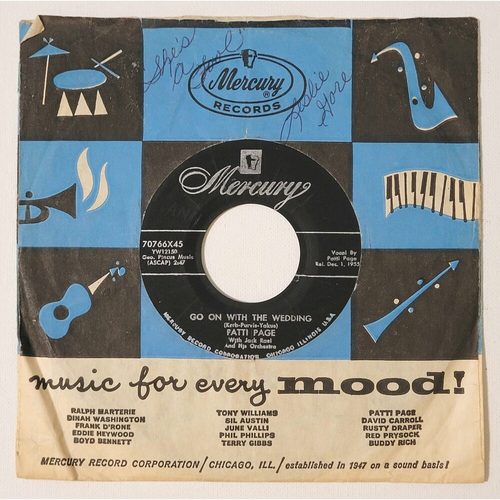 Patti Page 45 RPM - Go On With The Wedding / The Voice Inside Mercury VG Pop '55